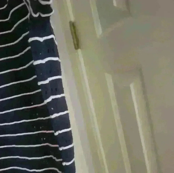 H&M open stitch lightweight cardigan navy/white stripes size L - Picture 3 of 8